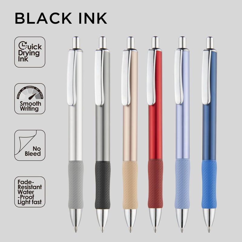 &And Per Se ⩓ Per Se Premium Metal Gel Pens, 6 Pack with 2 Extra Refills, Red Metal Barrel, 0.7mm Medium Point Black Ink â€“ Quick-Dry No-Smudge Smooth Writing Pens for Office, Gifts, Students & Professionals - Image 4