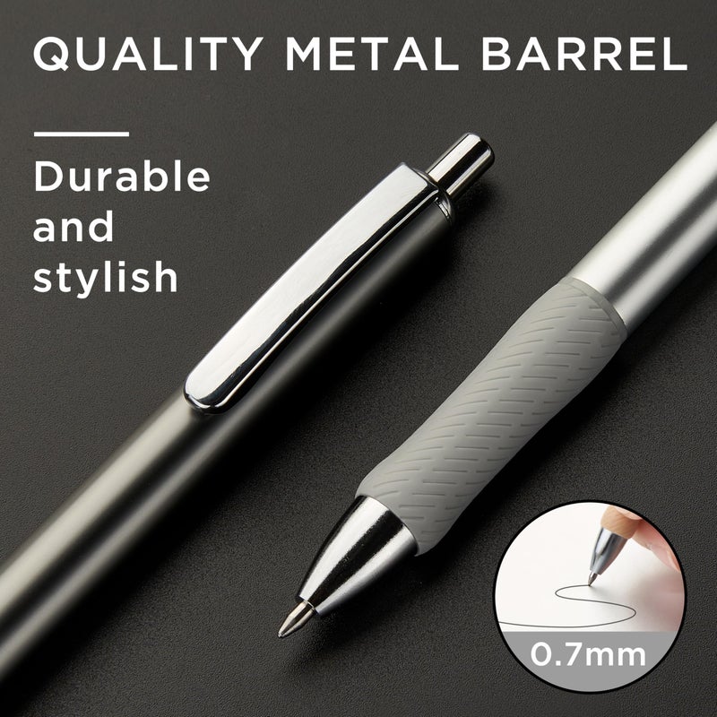 &And Per Se ⩓ Per Se Premium Metal Gel Pens, 6 Pack with 2 Extra Refills, Red Metal Barrel, 0.7mm Medium Point Black Ink â€“ Quick-Dry No-Smudge Smooth Writing Pens for Office, Gifts, Students & Professionals - Image 3