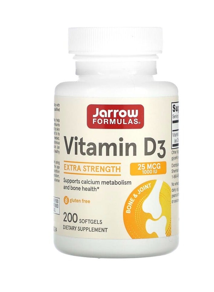 جارو فورملاز فيتامين د3، كوليكالسيفيرول، قوة إضافية، 25 ميكروغرام (1000 وحدة دولية)، 200 كبسولة هلامية
