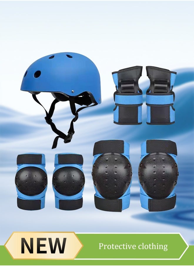 بيوينتي 7-Piece Children's Protective Gear Set, Adjustable Helmet With Wrist And Knee Guards, Suitable For 4-9 Years Old, Children's Bicycle And Skating Protective Gear Set.  - Image 1
