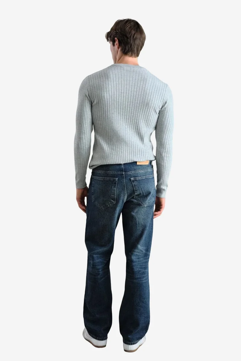 Giesto Grey GIESTO Slim Fit Crew Neck T-Shirt with Button Detail for Men | Best Price UAE
