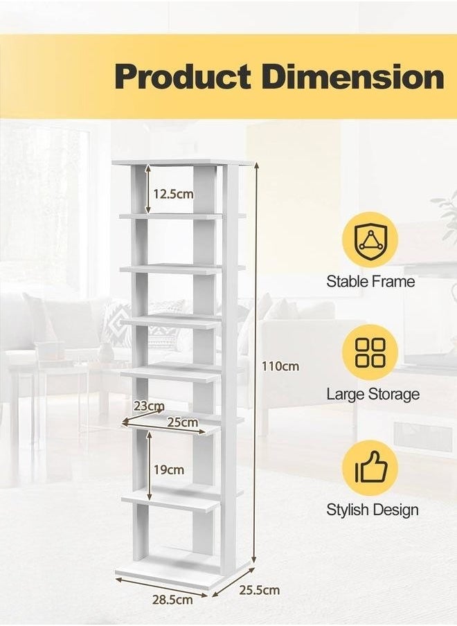 Cady One 7-Tier Vertical Shoe Rack and Organizer with Removable Shelves, 7-Shelf Wooden Shoe Stand for Home Decor  - Image 5