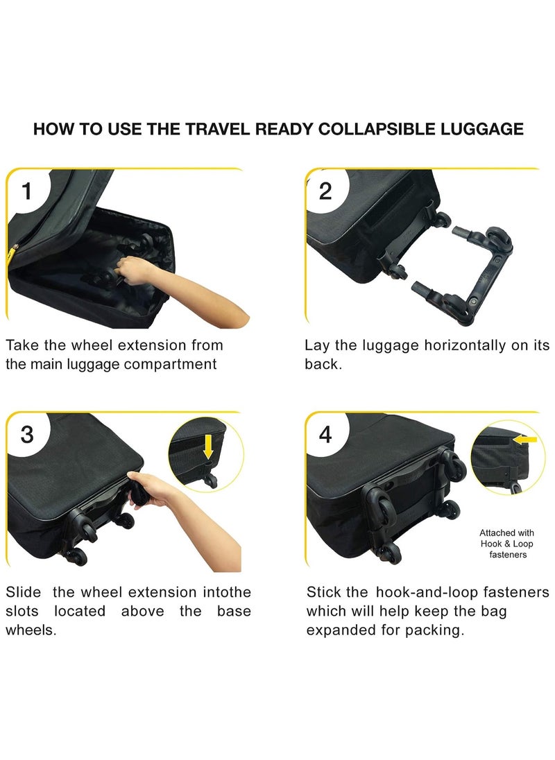 TRAVEL READY - Travel Ready 4-Wheel Lightweight Collapsible Cabin Luggage. Made of High Tensile Strength Materials. Approved for Fly Dubai Emirates Air Arabia and all Major Airlines - Image 1