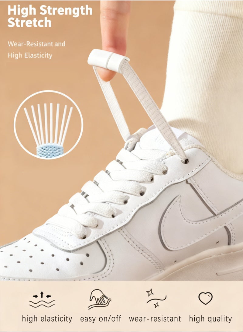 بينكو 3 قطع من أربطة الأحذية المطاطية بدون ربط، مع موصل قفل، أربطة أحذية بدون ربط (أسود/أبيض) - Image 2