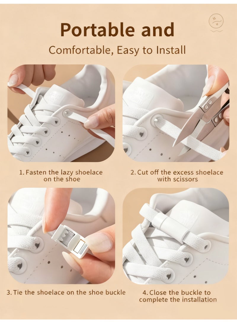 بينكو 3 قطع من أربطة الأحذية المطاطية بدون ربط، مع موصل قفل، أربطة أحذية بدون ربط (أسود/أبيض) - Image 4