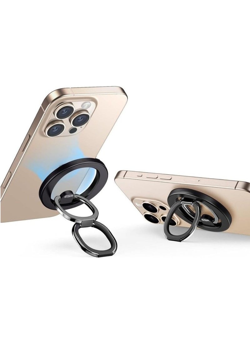 حامل حلقة الهاتف المغناطيسي HaloLock مصمم لحامل الحلقة المغناطيسية MagSafe مع قاعدة قابلة للتعديل حامل الهاتف المغناطيسي سلسلة 16/15/14/13/12 باللون الأسود - Image 1