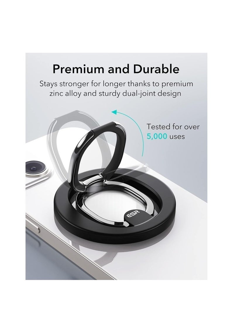 حامل حلقة الهاتف المغناطيسي HaloLock مصمم لحامل الحلقة المغناطيسية MagSafe مع قاعدة قابلة للتعديل حامل الهاتف المغناطيسي سلسلة 16/15/14/13/12 باللون الأسود - Image 5