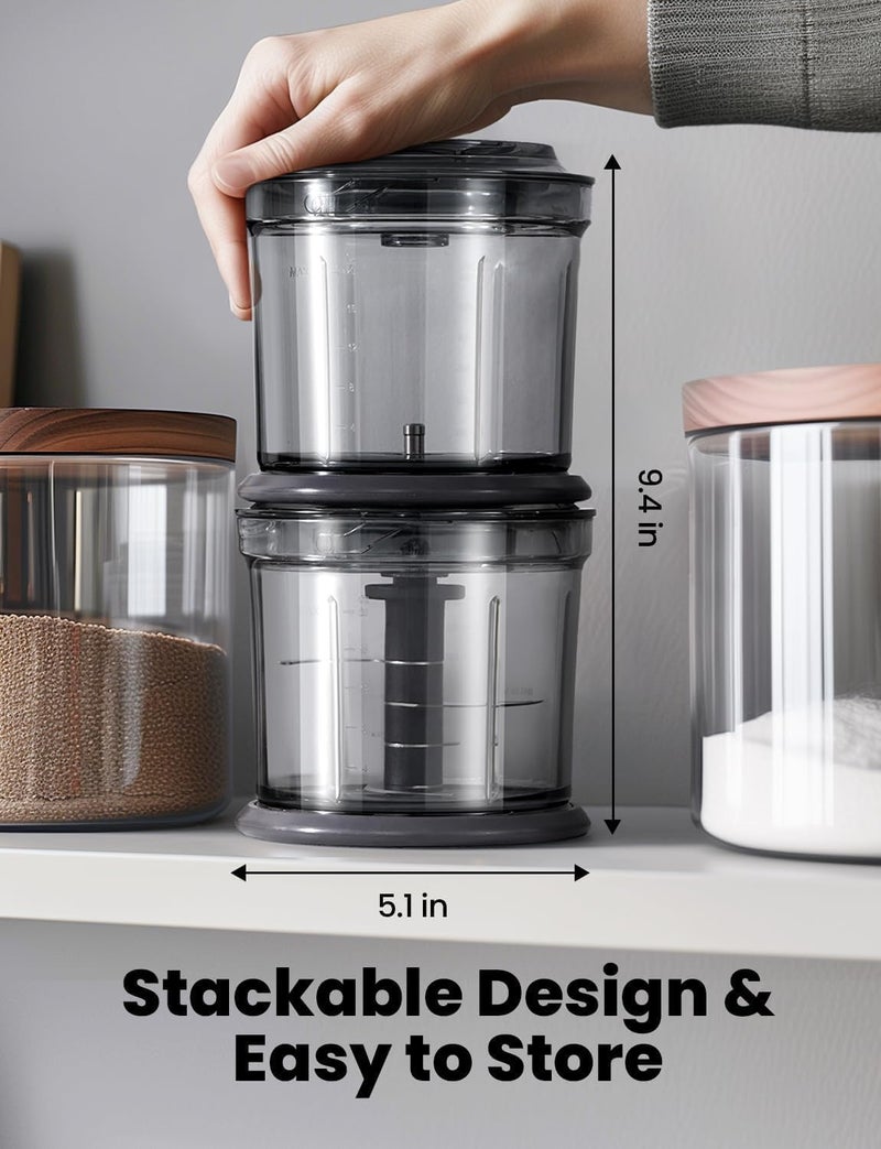 ibsun 4-Cup Food Processor, Electric Food Chopper with 2 Bowls, 2 Speeds and 4 Blades for Meat, Vegetables, Nuts, Mixing and Puree - Image 2