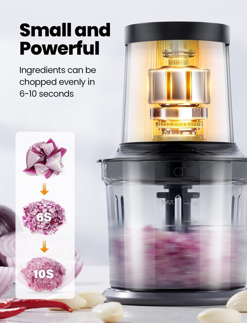 ibsun 4-Cup Food Processor, Electric Food Chopper with 2 Bowls, 2 Speeds and 4 Blades for Meat, Vegetables, Nuts, Mixing and Puree - Image 5