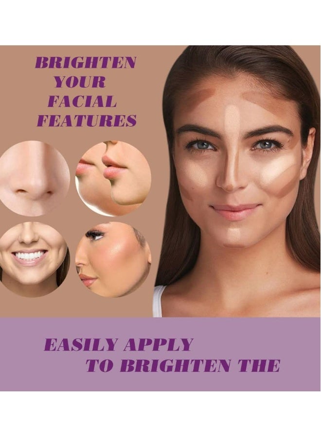 5 قطع من علبة كريم تحديد الوجه والإضاءة، مجموعة سهلة للتحديد للمبتدئين، قلم أساس ومستحضر خافي عيوب لبشرة خالية من العيوب - Image 1