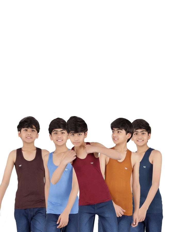 دولار ليهار قطن ممشط للأولاد عبوة من 5 صدريات متنوعة - Image 1