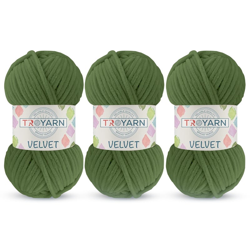 3 Pack Velvet Yarn for Crocheting  Chenille Yarn 132 Yards Amigurumi Yarn Fluffy Yarn Plush Yarn Baby Blanket Yarn for Crocheting Size 6