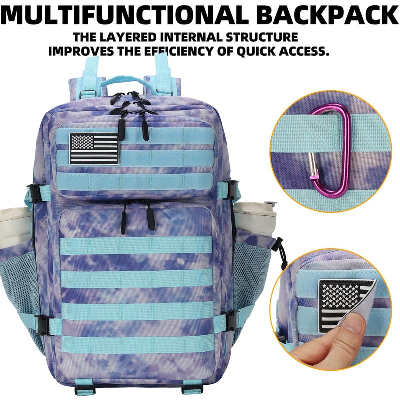 Lovelinks21 45L Tactical Assault Backpack 3 day assault pack with Molle Waterproof backpack Rucksack for Tactical Backpacks (Blue Tie-Dye) - Image 5