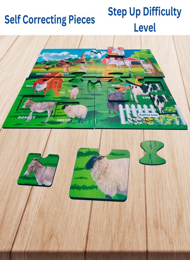 Exploralearn Wooden Farm Animal Puzzle for Kids 4-6 Years | 18 Pieces Animals Educational Wood Toddler Puzzle | Birthday Gift Kids Toys for 4-6 Years | Real Farm Animals - Image 4