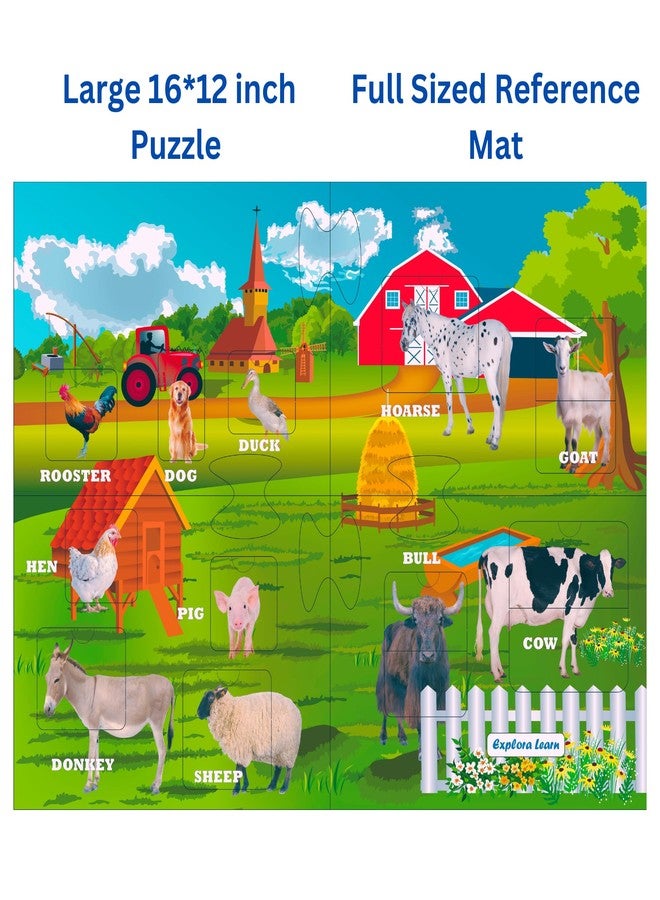 Exploralearn Wooden Farm Animal Puzzle for Kids 4-6 Years | 18 Pieces Animals Educational Wood Toddler Puzzle | Birthday Gift Kids Toys for 4-6 Years | Real Farm Animals - Image 3