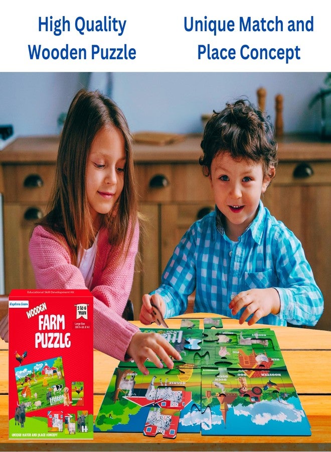 Exploralearn Wooden Farm Animal Puzzle for Kids 4-6 Years | 18 Pieces Animals Educational Wood Toddler Puzzle | Birthday Gift Kids Toys for 4-6 Years | Real Farm Animals - Image 5