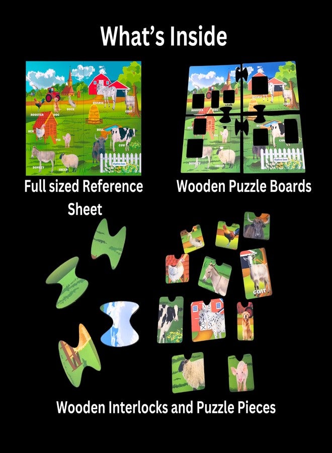 Exploralearn Wooden Farm Animal Puzzle for Kids 4-6 Years | 18 Pieces Animals Educational Wood Toddler Puzzle | Birthday Gift Kids Toys for 4-6 Years | Real Farm Animals - Image 2