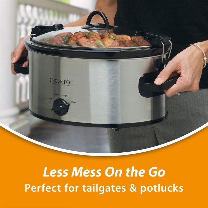 Crock-Pot SCCPVL600S Cook' N Carry 6-Quart Oval Manual Portable Slow Cooker, Silver - Image 3
