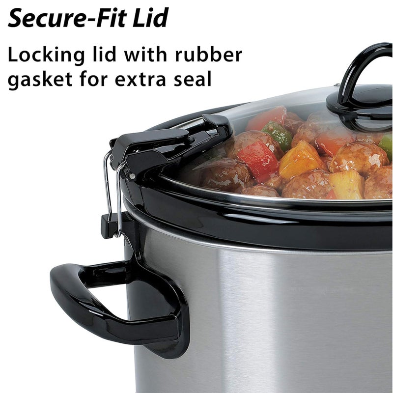 Crock-Pot SCCPVL600S Cook' N Carry 6-Quart Oval Manual Portable Slow Cooker, Silver - Image 4