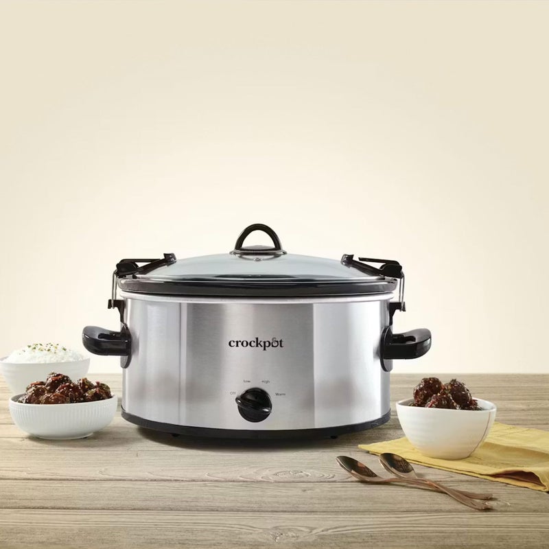 Crock-Pot SCCPVL600S Cook' N Carry 6-Quart Oval Manual Portable Slow Cooker, Silver - Image 2