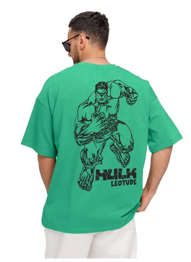 LEOTUDE - LEOTUDE Men's Cottonblend Oversized Half Sleeve Round Neck Shirt (Fs49_Rama_Hulk_P_Green_2Xl) - Image 1
