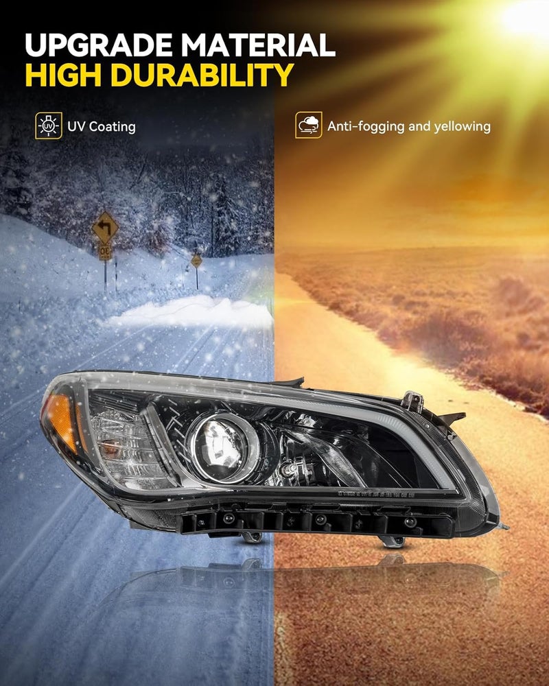 PHILTOP Headlight Assembly for 2015-2017 Hyundai Sonata Passenger Side - Black Housing, Amber Reflector, Clear Lens - Image 2