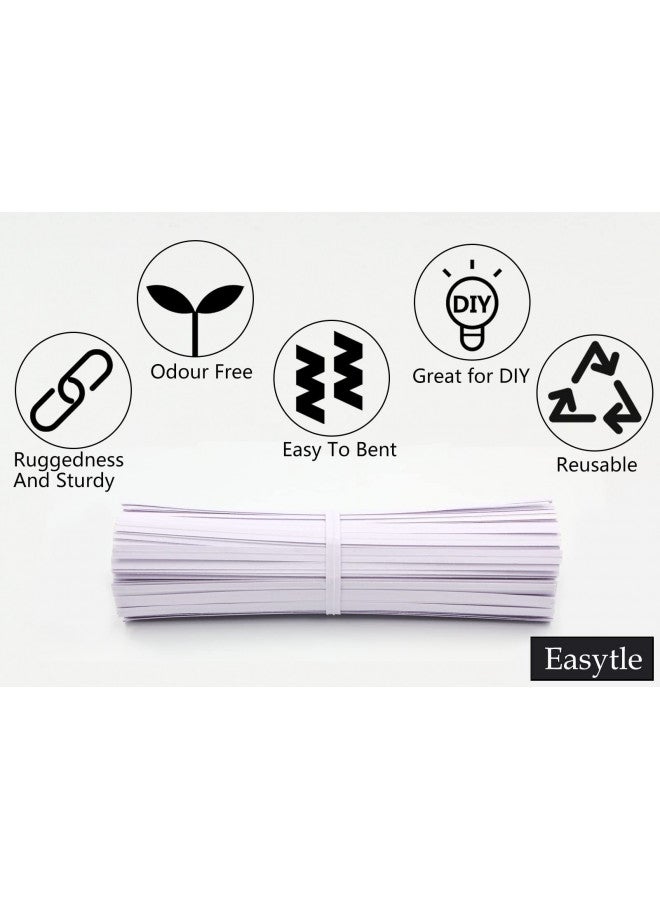 Easytle White Paper Twist Ties 100 Pcs 5" Reusable Bread Ties Twisty-ties White Twist Ties Bag Ties Twist Ties for Bags Bread Wire Ties Reusable Twist Tie for Party Cello Candy Bread Coffee Bags Cake Pops  - Image 3