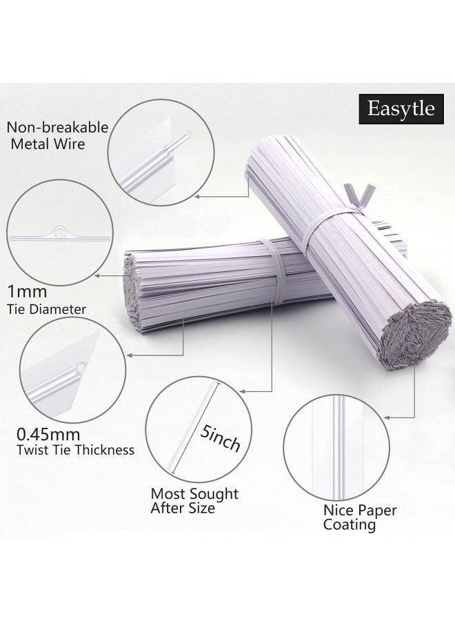 Easytle White Paper Twist Ties 100 Pcs 5" Reusable Bread Ties Twisty-ties White Twist Ties Bag Ties Twist Ties for Bags Bread Wire Ties Reusable Twist Tie for Party Cello Candy Bread Coffee Bags Cake Pops  - Image 2