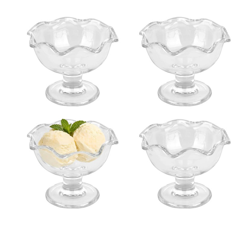 Opexscal 6oz Glass Dessert Bowls Set of 4, Elegant Ice Cream Cups, Dessert Cups, for Sundae, Fruit, Ice Cream, Pudding, small snacks - Image 1