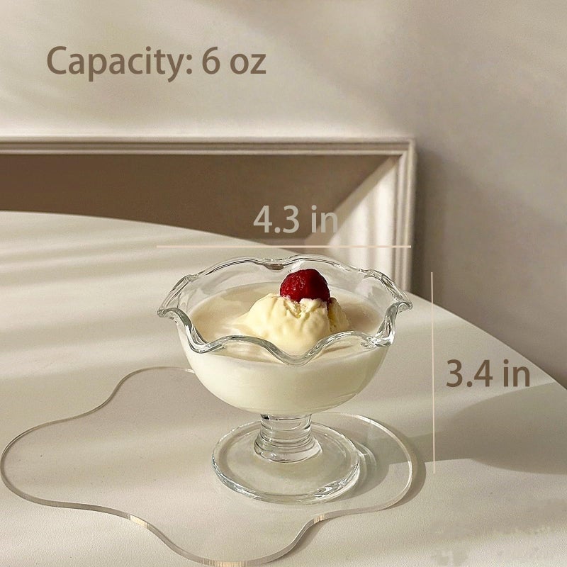 Opexscal 6oz Glass Dessert Bowls Set of 4, Elegant Ice Cream Cups, Dessert Cups, for Sundae, Fruit, Ice Cream, Pudding, small snacks - Image 2