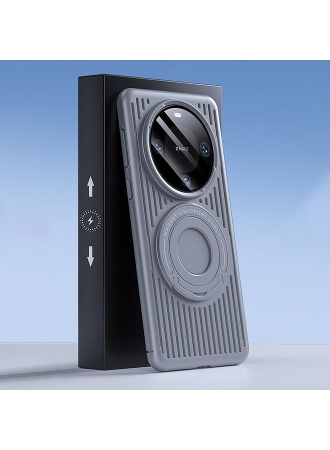 Green Tiger For Huawei Mate 60 Pro Cooling MagSafe Magnetic Ring Holder PC Phone Case(Grey)