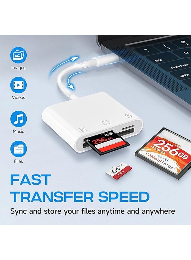 USB C SD Card Reader for iPhone 17/16/15/iPad/Mac, 3 in 1 USBC Memory Card Reader with Compact Flash/CF/SD/TF Card, Digital Camera Adapter iPhone SD Card Reader Compatible with MacBook Pro/Air - Image 2