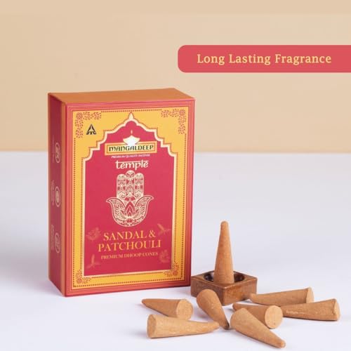 Mangaldeep Temple Premium Bambooless Dhoop Cones - Sandal & Patchouli - Ceramic Stand Inside - Charcoal Free (40 Cones) - Image 2