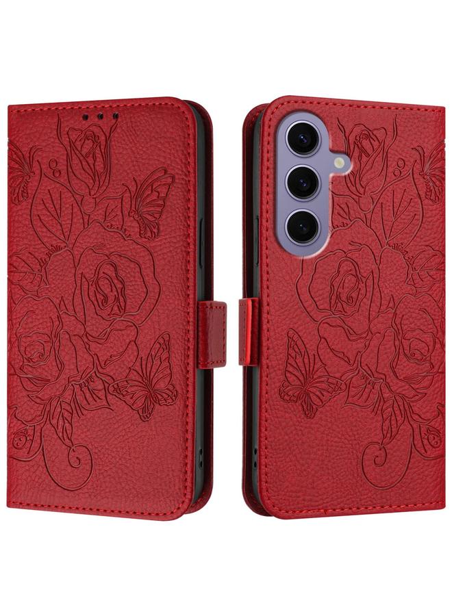 S-TOP Case For Samsung Galaxy S24 5G Embossed Rose RFID Anti-theft Leather Phone Case - Image 2