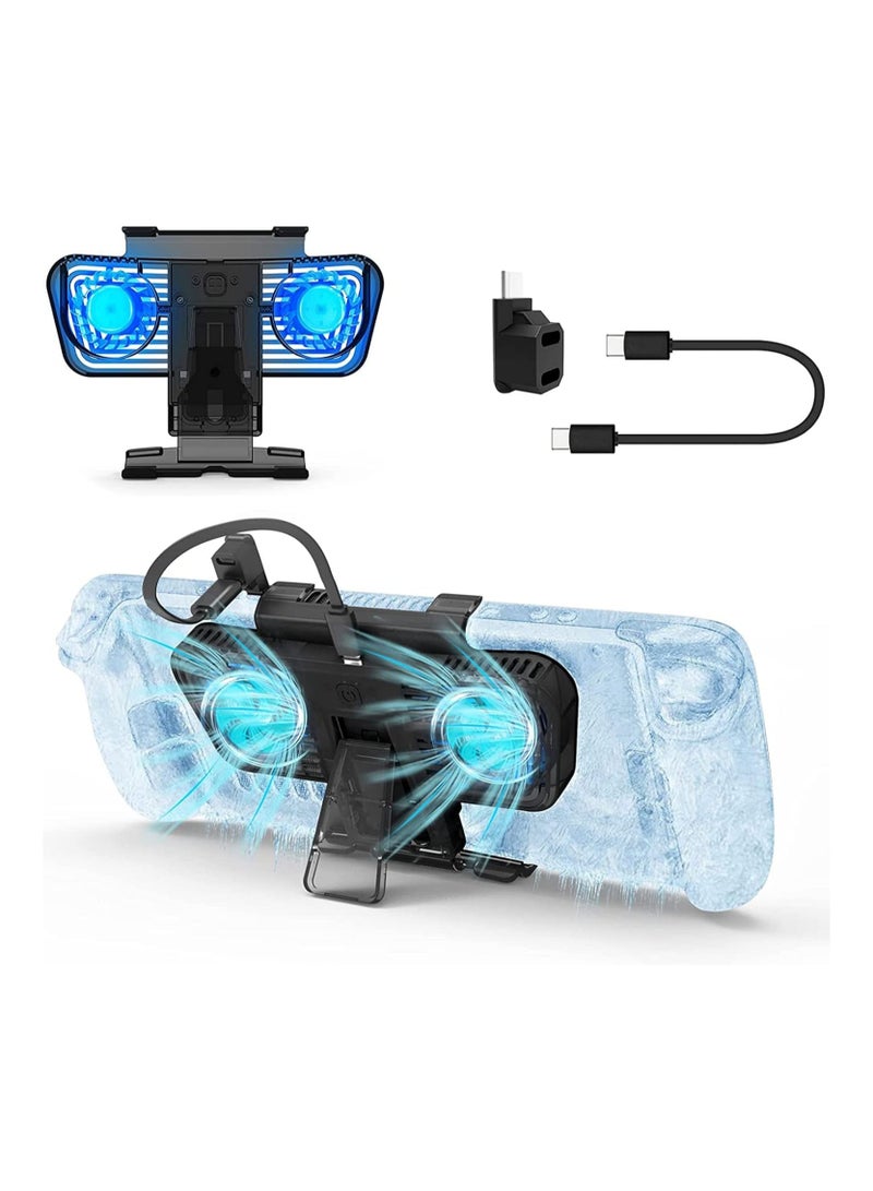 General RGB Cooling Fan for Steam Deck and Nintendo Switch OLED, Cooling Fan Dock with Stand and USB-C Adapter, USB-C Powered, Adjustable Speed and Blue RGB Lighting  - Image 1