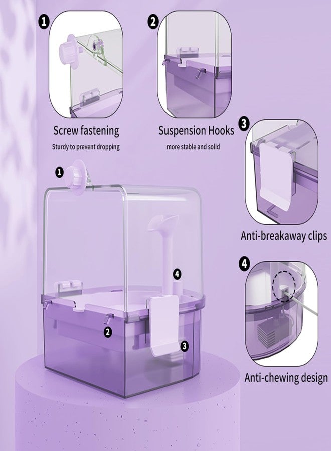 YOOSO WING Automatic Bird Baths for Cage – Indoor Parakeet Bath with Pump, Bird Shower with 2 Modes Running Water, Bird Cage Accessory for Pet Birds Conure Budgies Cockatiels Lovebird (Purple) - Image 3