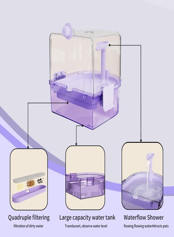 YOOSO WING Automatic Bird Baths for Cage – Indoor Parakeet Bath with Pump, Bird Shower with 2 Modes Running Water, Bird Cage Accessory for Pet Birds Conure Budgies Cockatiels Lovebird (Purple) - Image 2