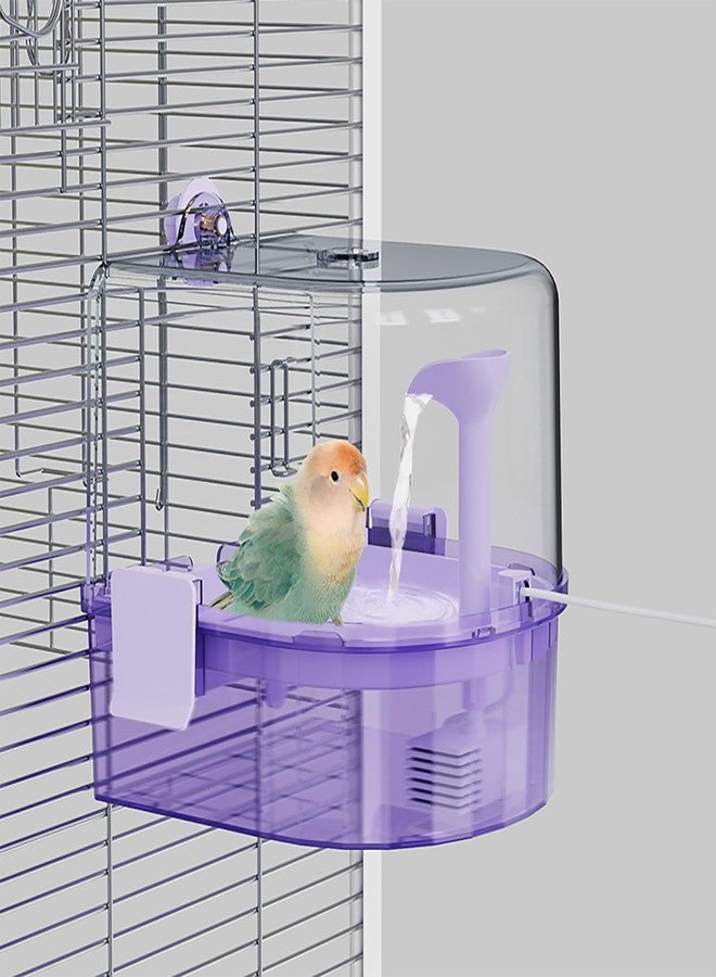 YOOSO WING Automatic Bird Baths for Cage – Indoor Parakeet Bath with Pump, Bird Shower with 2 Modes Running Water, Bird Cage Accessory for Pet Birds Conure Budgies Cockatiels Lovebird (Purple) - Image 1