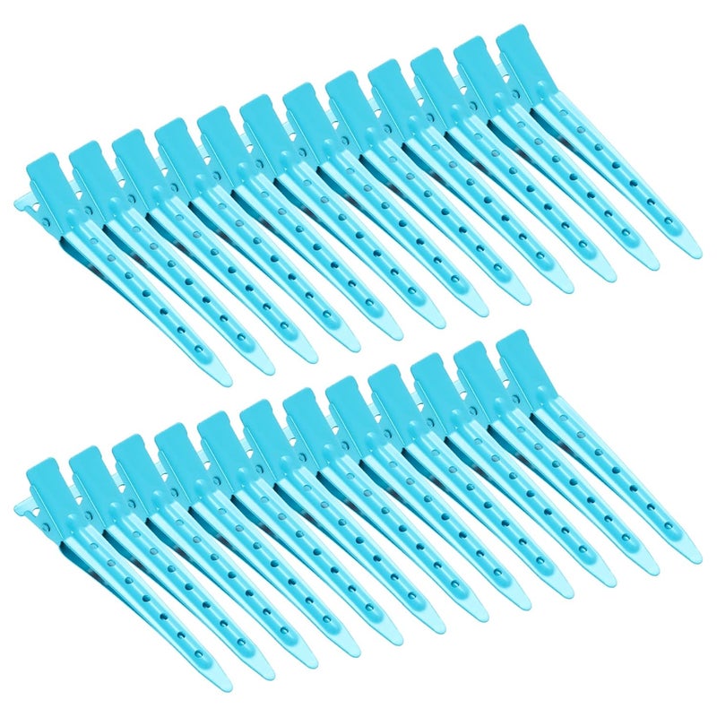 Bantoye 24 Packs Duck Bill Clips Bantoye 275 Inches Rustproof Metal Alligator Curl Clips with Holes for Hair Styling Hair Coloring Blue