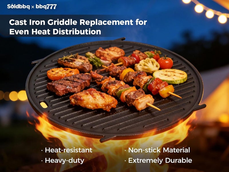 bbq777 صينية من الحديد الزهر بقياس 22 بوصة، مخصصة لنظام الشواء Weber Gourmet BBQ System Sear Grate، ولأجهزة الشواء Weber Original Kettle Premium/Charcoal Grill بقياس 22 بوصة، وأجهزة الدخان (Smokers) بقياس 22 بوصة، ولشبكات الشواء من نوع Weber Kettle Charcoal Grill بقطر 12 بوصة. - Image 5