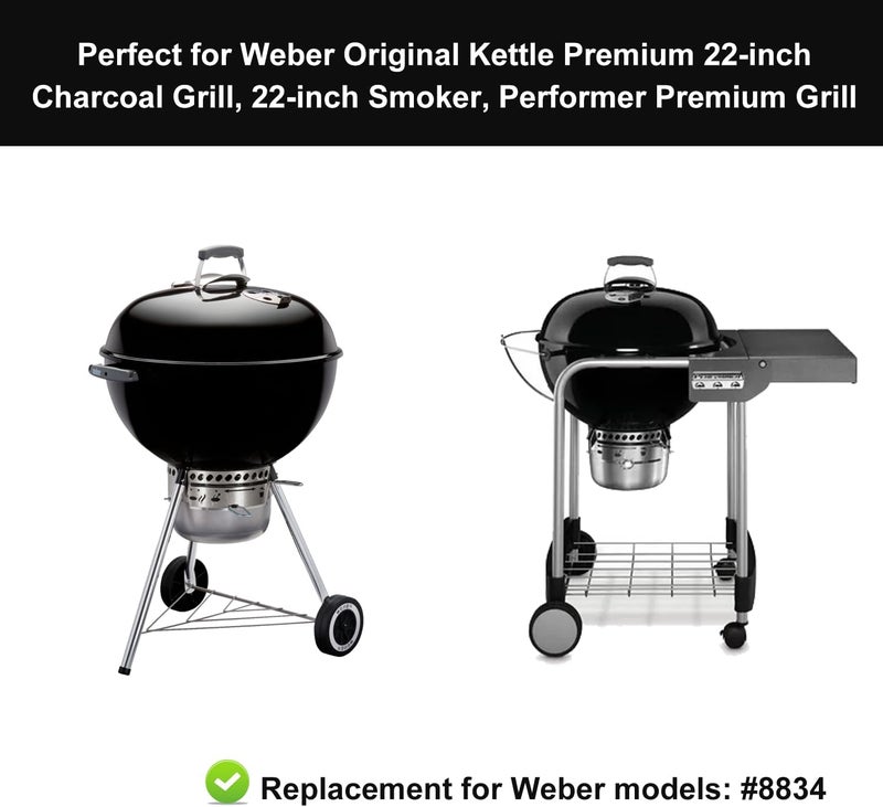bbq777 صينية من الحديد الزهر بقياس 22 بوصة، مخصصة لنظام الشواء Weber Gourmet BBQ System Sear Grate، ولأجهزة الشواء Weber Original Kettle Premium/Charcoal Grill بقياس 22 بوصة، وأجهزة الدخان (Smokers) بقياس 22 بوصة، ولشبكات الشواء من نوع Weber Kettle Charcoal Grill بقطر 12 بوصة. - Image 4