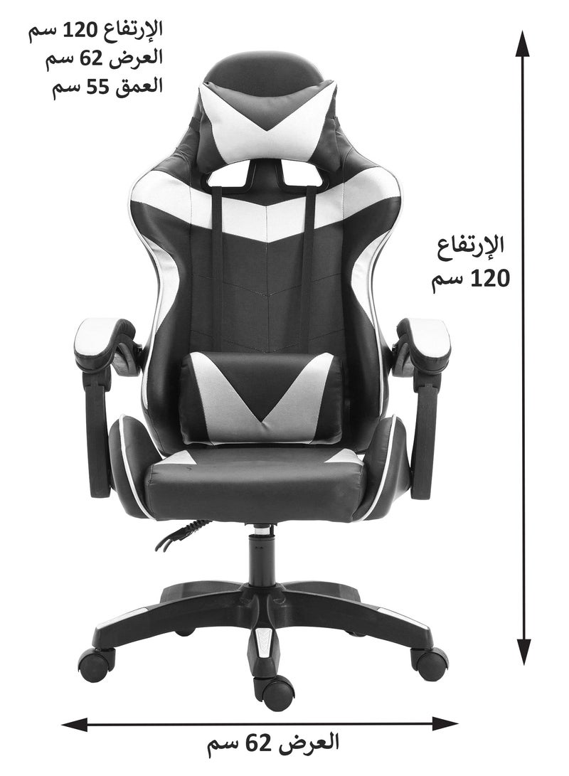 Funz Gaming Chair Office Chair Ergonomic High Back Gaming Chairs Reclining & Height Adjustable Computer Chair with Neck and Lumbar Support Comfortable Chairs Black/White  - Image 2
