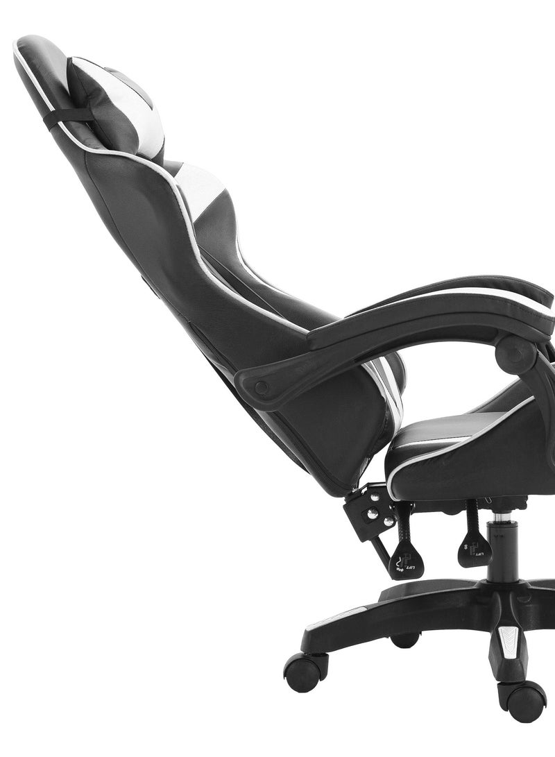 Funz Gaming Chair Office Chair Ergonomic High Back Gaming Chairs Reclining & Height Adjustable Computer Chair with Neck and Lumbar Support Comfortable Chairs Black/White  - Image 3