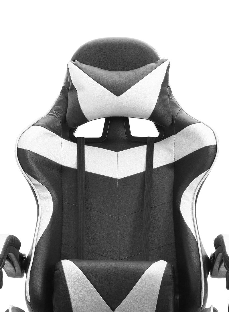 Funz Gaming Chair Office Chair Ergonomic High Back Gaming Chairs Reclining & Height Adjustable Computer Chair with Neck and Lumbar Support Comfortable Chairs Black/White  - Image 5