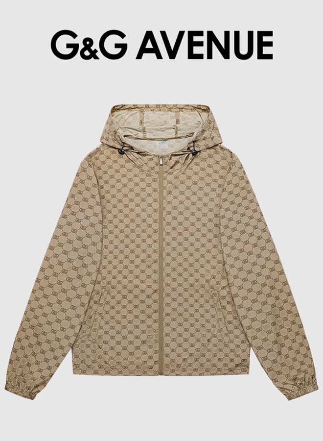 G&G AVENUE Summer ultra-thin sunscreen Men's front zippered hoodie Oversized and casual round neck jacket with pockets for fashionable and breathable exercise  - Image 1