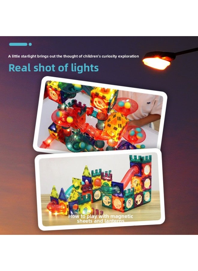 One Piece Magnetic Light Ball Track Building Blocks DIY Three-dimensional Magnetic Piece Children's Building Blocks Toy-Color:[Panlong] Magnetic Ball Building Blocks-English Color Box (125 Pieces) 1482G  - Image 4