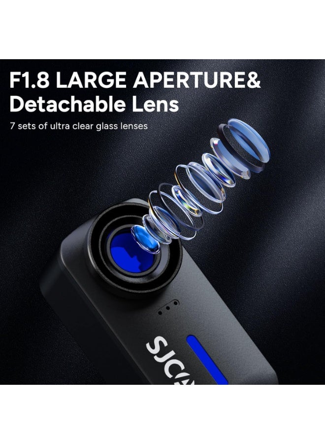 SJCAM C110+ Standard Combo, 4K Pocket Action Camera, 170° FOV, 6-Axis Stabilization, Mini Body Cam, Waterproof, Wearable, Portable POV, Built-in Spkr & Mic for Vlogging, with Helmet Mount Kits, Black - Image 2