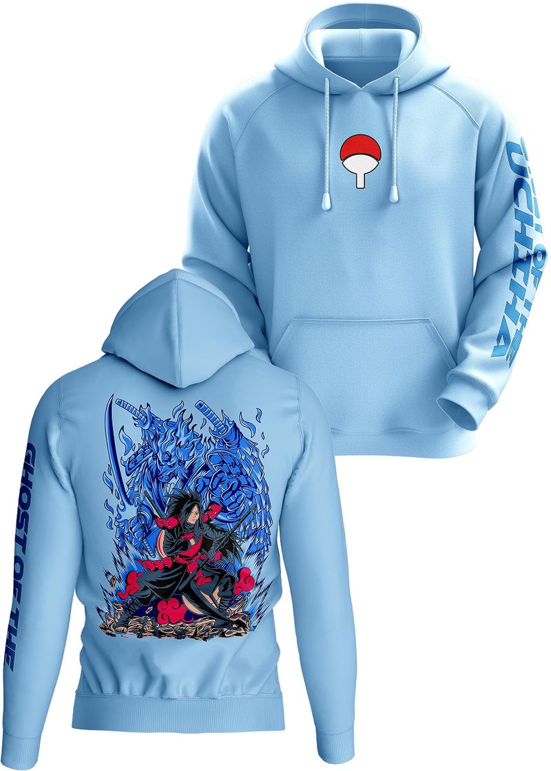 crazymonk Unisex-Adult Madara Ghost of Uchiha Anime Cotton Regular Fit Hoodie - Sky Blue, Large - Image 1