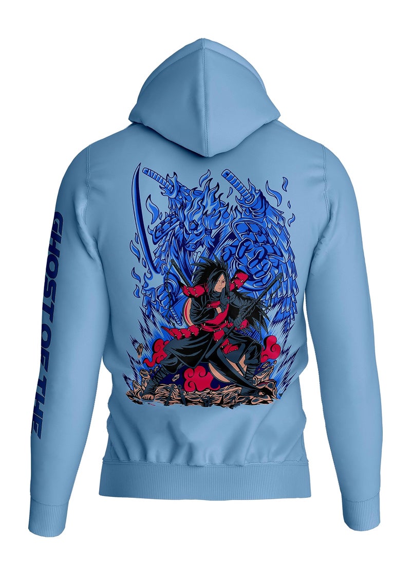 crazymonk Unisex-Adult Madara Ghost of Uchiha Anime Cotton Regular Fit Hoodie - Sky Blue, Large - Image 2