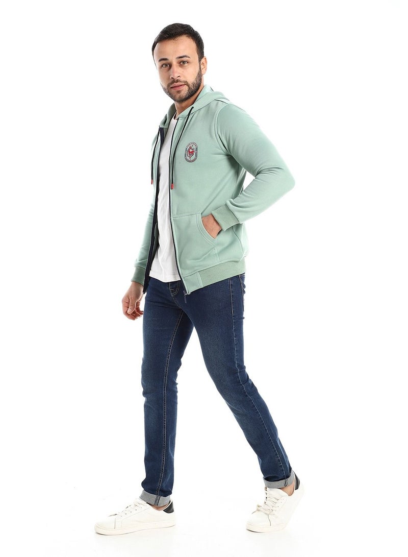 Caesar Men's zip-up hoodie with front and back print and hood - Image 2